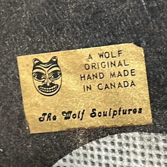 Vintage A WOLF  ORIGINAL Mother & Child Carved Sculpture Statue Inuit - Picture 5 of 5